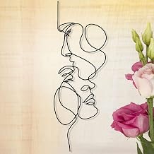 Metal Wall Art Minimalist Facial Line, Wall Decor Abstract Iron Wall Sculpture Modern Black Home Hanging Wall Art Decor for Living Room Bedroom Bathroom Office55 * 20cm
