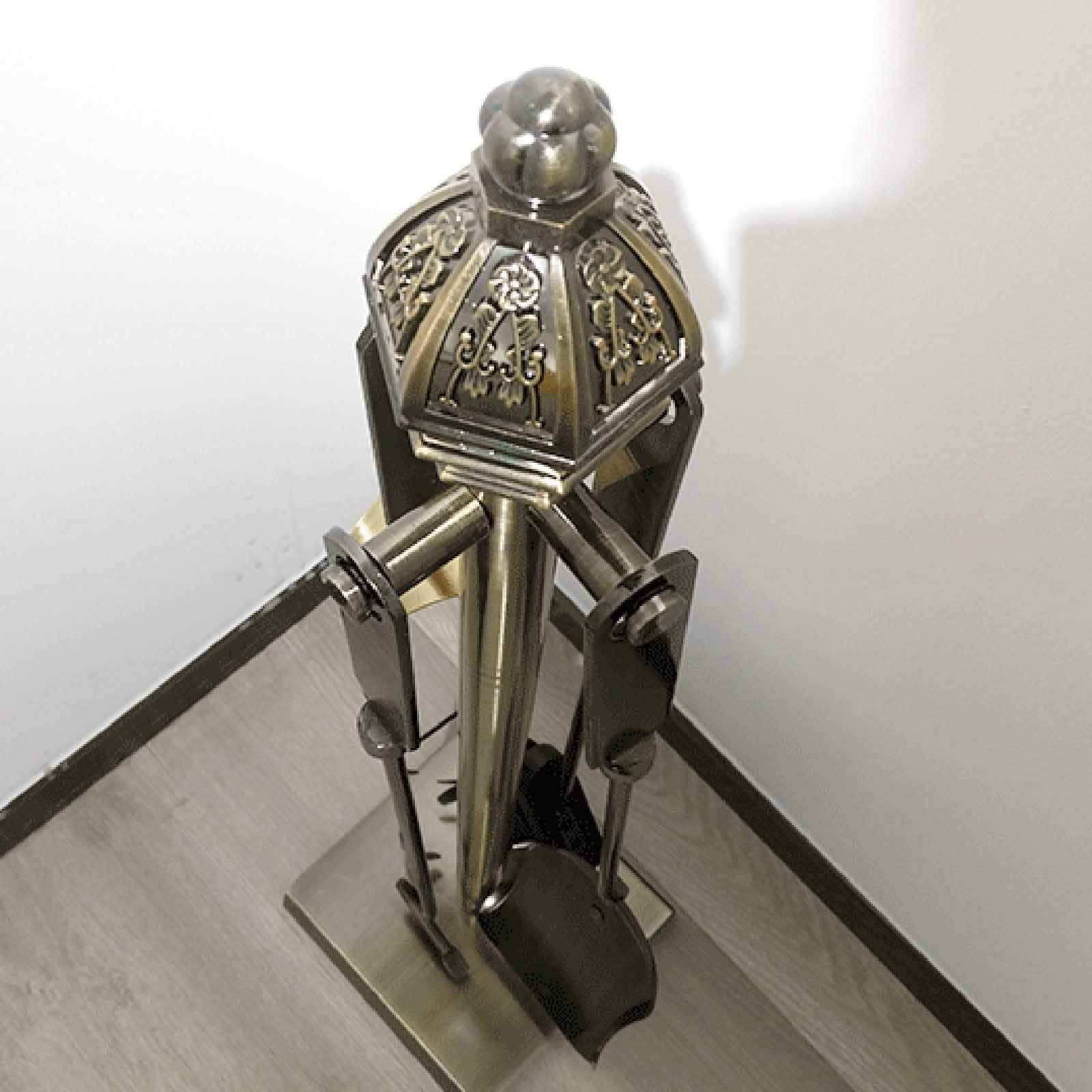 Zestawy narzędzi kominkowych do dużych obciążeń, 5 sztuk, metalowe szczypce, łopata, antyczna szczotka kominowa, akcesoria do kominka, do paleniska