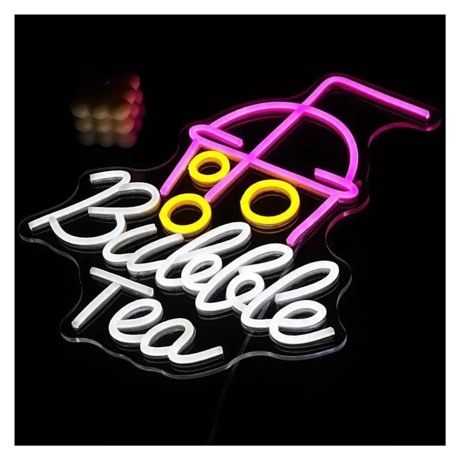 LEMST Sign Lamp Bubble Tea Neon Signs USB Powered, Drink Shop Neon Lights Suitable for Wall Decor Dimmable Night Lights 30cmx36.5cm