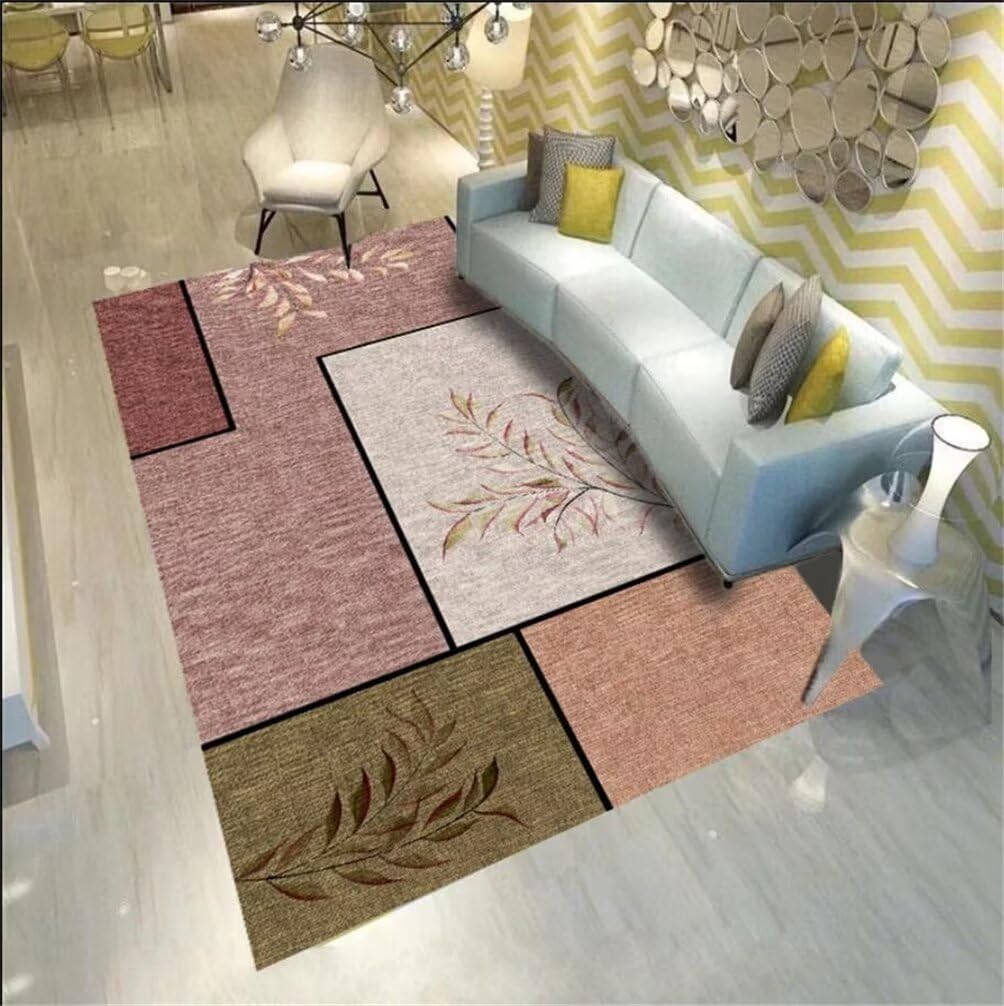 Tapis de salon lavable et moderne vert géométrique de 100x160cm