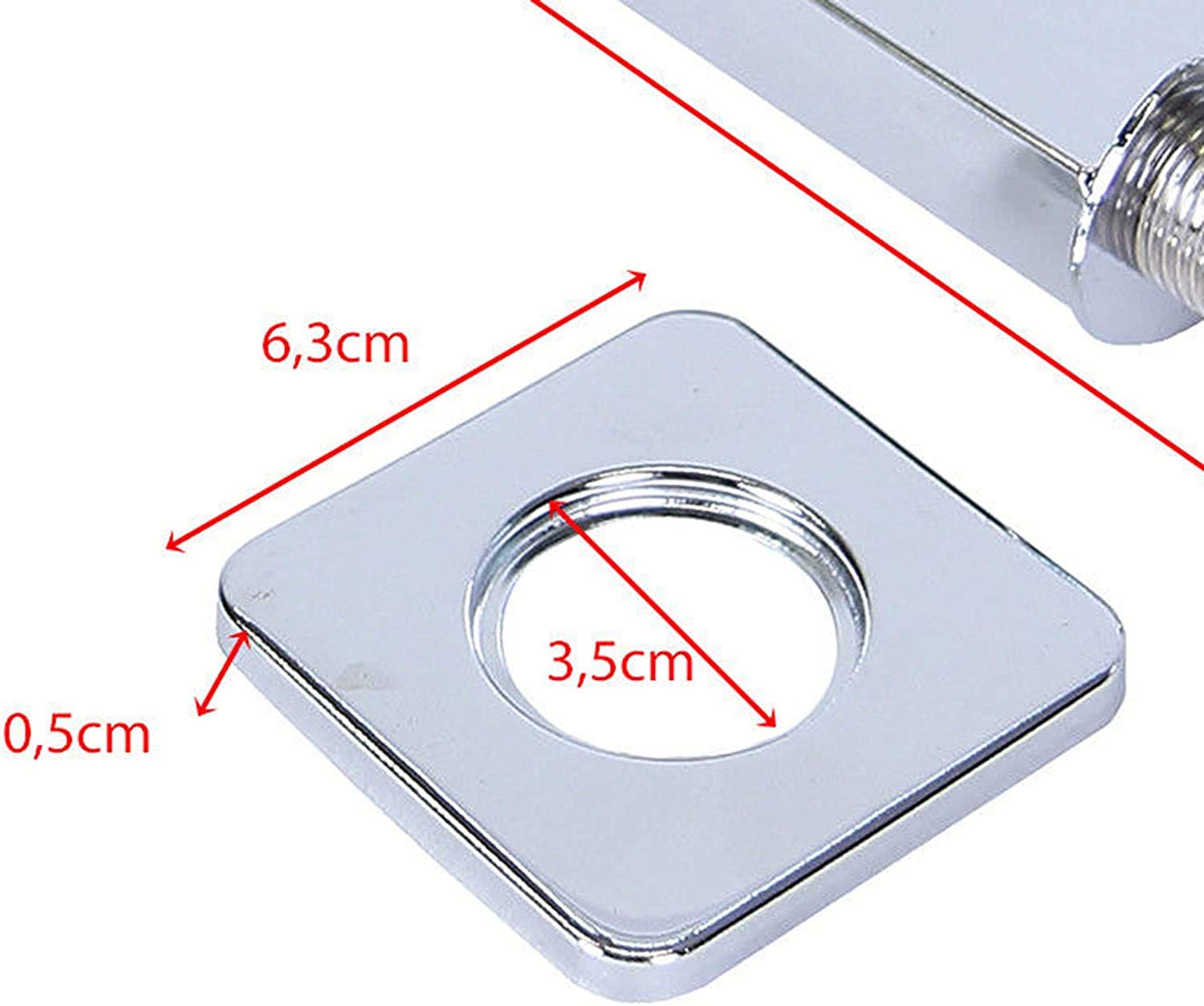 Rosetta Rettangolare Per Rubinetto Da Parete - Acciaio Inox 7,4x7,4cm, Spessore 2,5mm - Foto 3