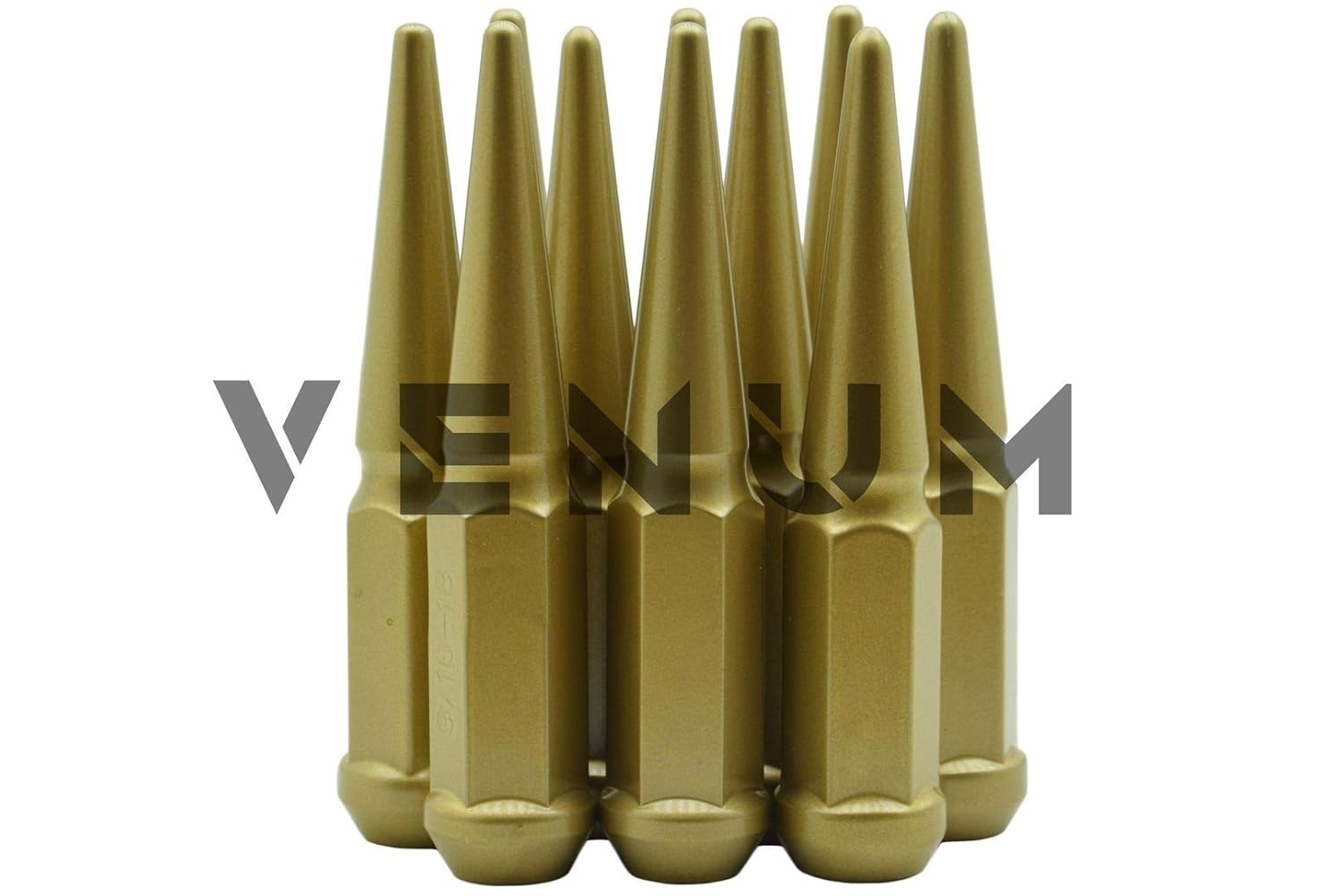 20 Gold Spike Steel Lug Nuts Powder Coated Custom Color 4.5 Inches Tall M14x1.5 Thread Pitch Compatible with Jeep 2018-2020 JL Sahara + Gladiator Various Models W/Aftermarket Wheels