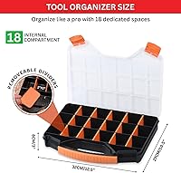 Vista 2 de Andalus Tools Organizer Box, Small Parts Storage 18-Compartment Portable Hardware Organizer Removable Plastic Dividers for Screws, Nuts, Bolts, 1