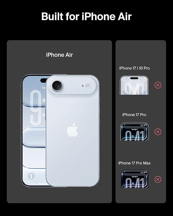Belkin ScreenForce InvisiGlass Privacy Screen Protector for iPhone Air, Scratch-Resistant Impact Protection w/Included Easy Align Tray for Bubble Free Application - Made with Recycled Glass by Belkin - Image 2