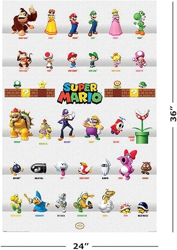 Miniatura 2 de Super Mario - Póster de videojuegos (Desfile de personajes - todos los personajes) (tamaño 24 x 36 pulgadas)