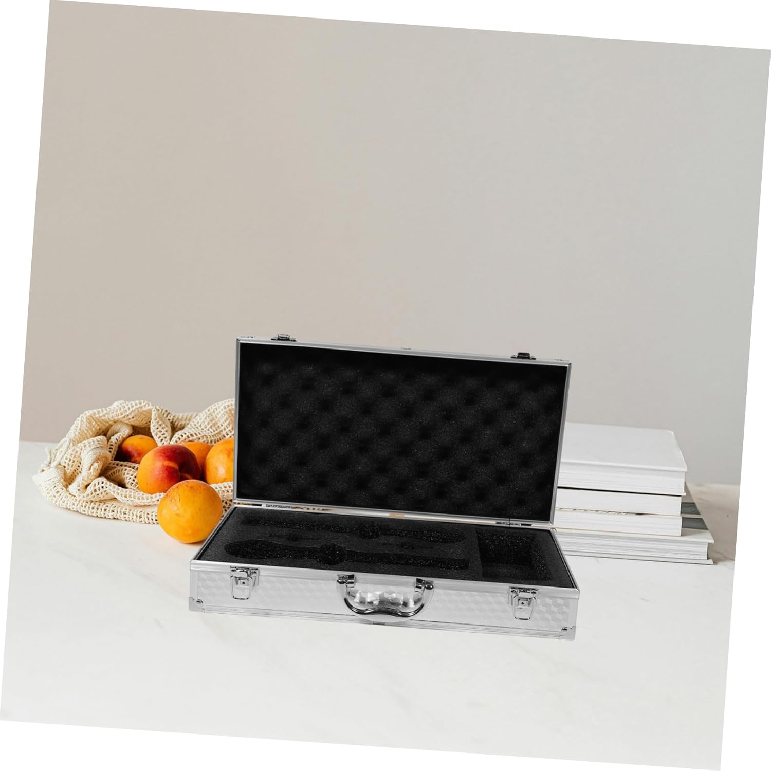 Cabilock Aluminum Alloy Microphone Case with Foam Heavy Duty Portable Multi Mic Holder for Ktv Concerts and Travel Ergonomic Design with Carry Handle Versatile Storage for Handheld