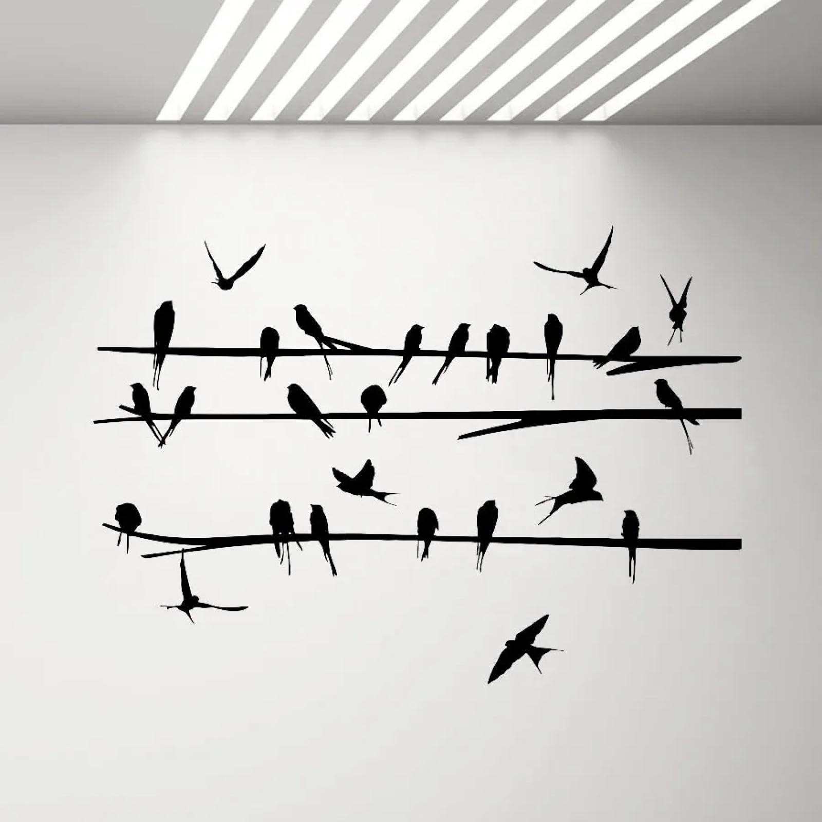 WEIMEIJIE Birds on Branches, Bird Wallpaper, Vinyl Stickers, Animal Interior Design, Bedroom wall Art Decals
