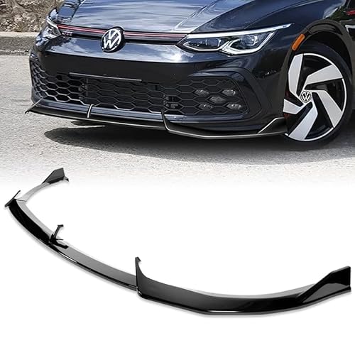 HK5 3pcs Front Bumper Lip Spoiler Body Kit Compatible with 2021-2024 Volkswagen VW Golf GTI MK 2022 2023 (Painted Black)
