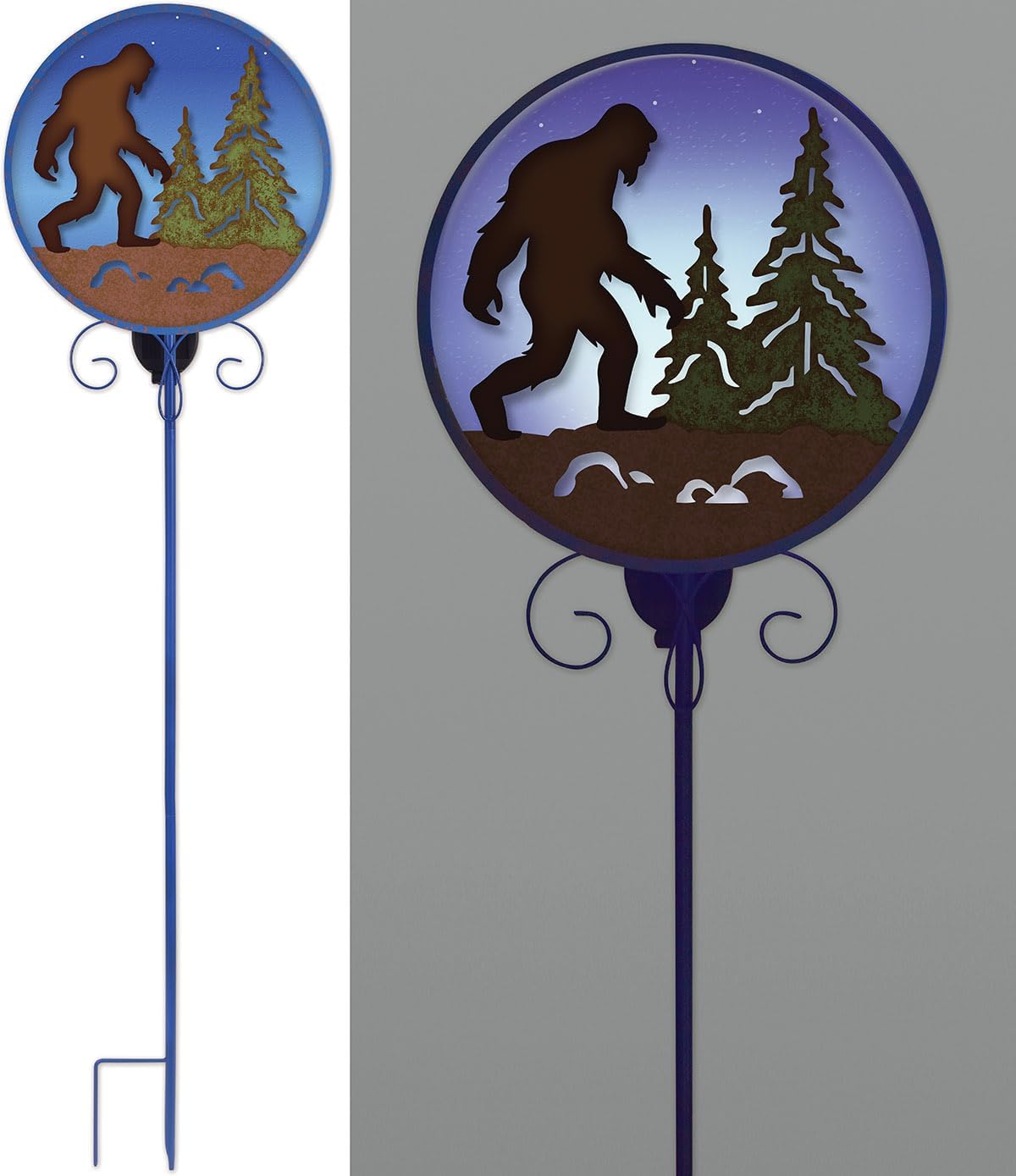 Sunset Vista Designs Metal Outdoor Yard Art Solar Lighted Wildlife Silhouette Decorative Garden Stake, 41-Inch, Yeti Big Foot