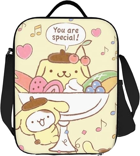 Miniatura 7 de Kawaii Pompompurin - Bolsa de almuerzo aislada reutilizable, bonita caricatura de anime, ligera y duradera, mantiene la comida calientefría, correa