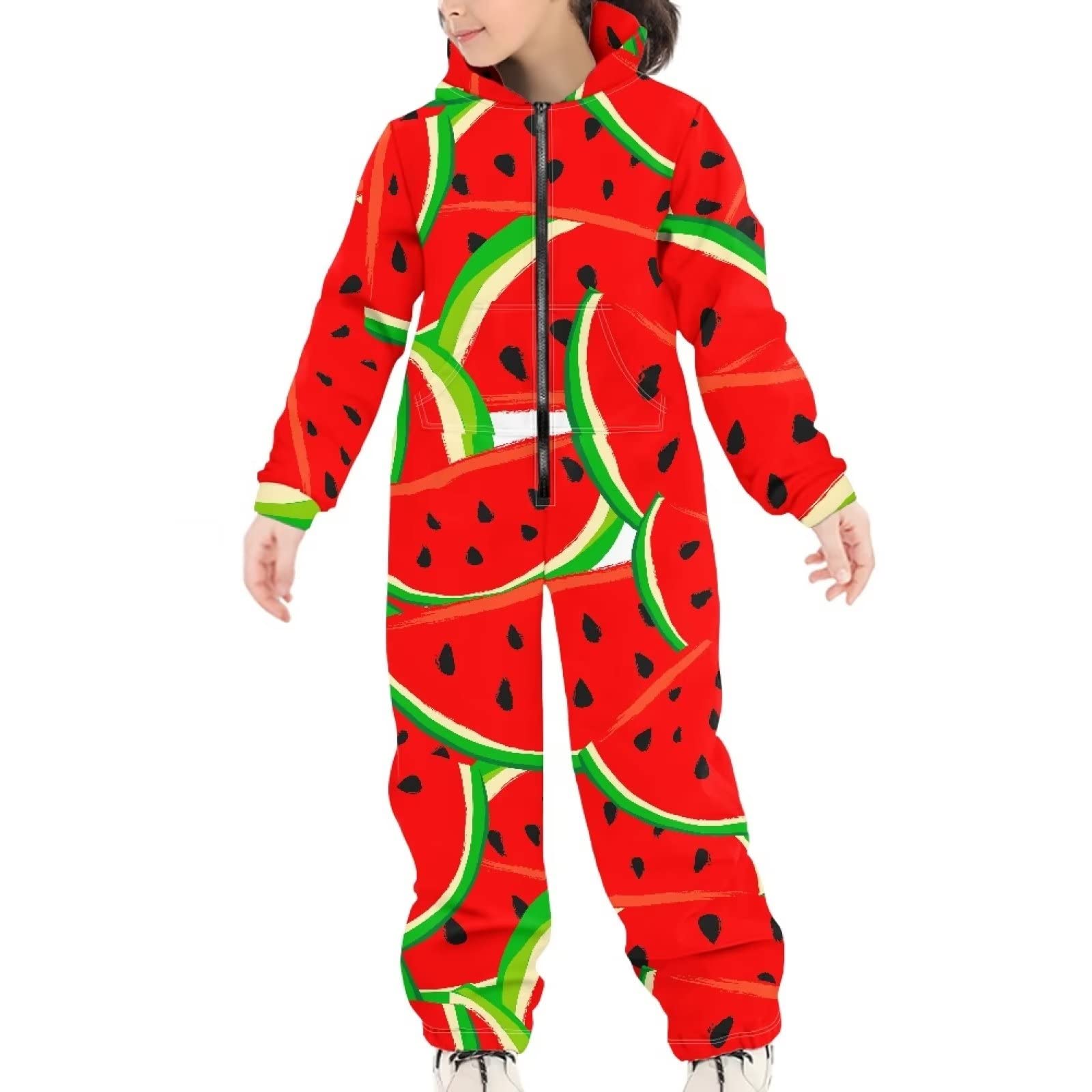 HUGS IDEA Onesies Hoodie Jumpsuit für Kinder Jungen Mädchen Alter 7–8 Jahre Reißverschluss Kapuzen-Trainingsanzug Sportbekleidung