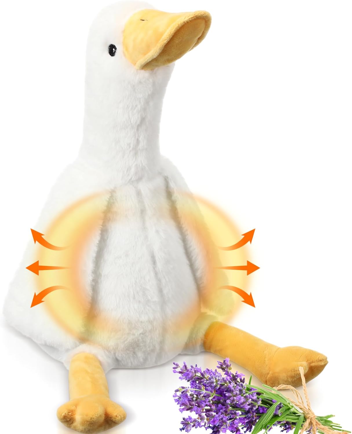 Realspring Microwavable Weighted Stuffed Animal for Kids Lavender Scented Cute Plush Heatable Coolable Plushie for Gift Adults Soothing Warmth Comfort Heating Pad for Cramps(Goose)