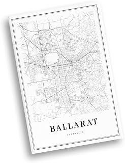 Modern Black & White Poster of Ballarat Australia Vic Victoria | 11x17 12x18 16x24 24x36 Unframed Wall Art | Minimalism City Traveler Print for Gift | Minimalist Home Office Decor