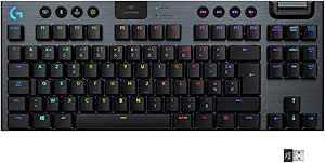 Logitech G915 TKL Tenkeyless LIGHTSPEED Clavier Gamer Mécanique, Switch ultra-plat GL Tactile, RGB LIGHTSYNC, Design élégant et mince, 40+ heures de jeu, Français AZERTY - Noir