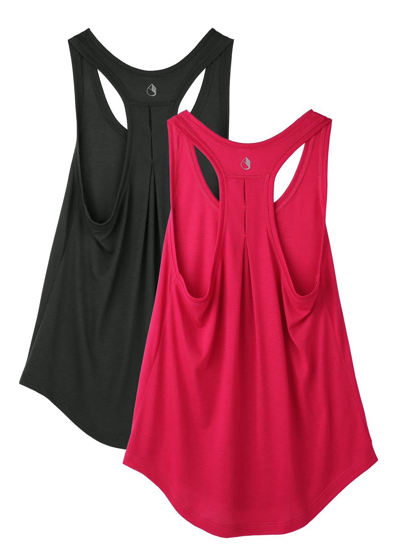 icyzone Canotte da allenamento da donna, per yoga, atletica, corsa, corsa, palestra (confezione da 2)