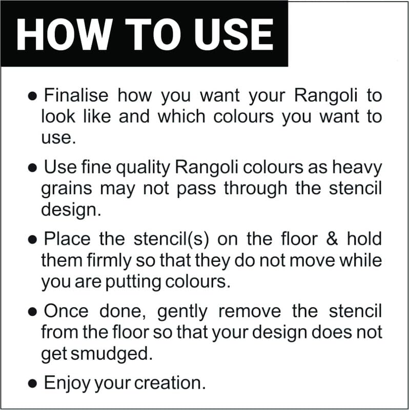 KIDLI Diwali Rangoli Stencil Set 6 Pieces with Shree Ram Swastik Shubh Labh Flower Designs, 4x4 Inch, MDF Rangoli Making Tools for Home Floor Decor, Navratri Festival Decoration, SM17 3