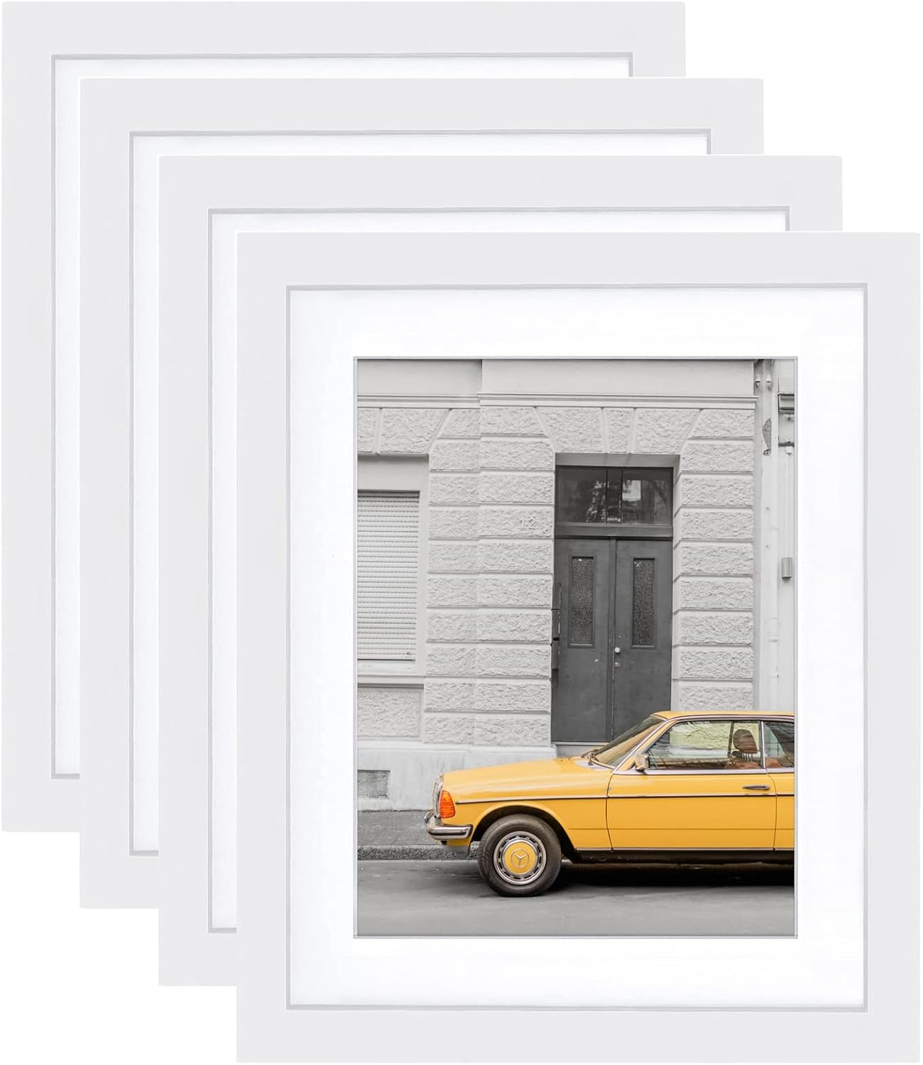 AVEAX 8x10 White Picture Frames Set of 4 Classic Natural