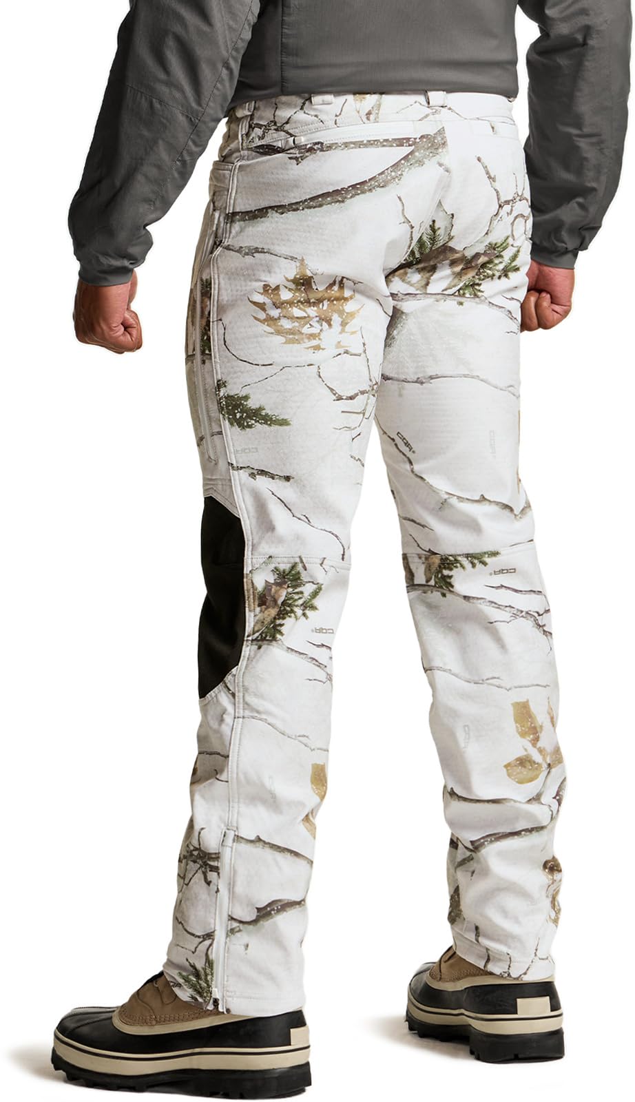 CQR Men's Winter Waterproof Softshell Fleece-Lined Snow Ski Pants, Thermal Outdoor Cargo Work Hiking Pants, Expedition Winter Hunting Camo, 32W x 32L