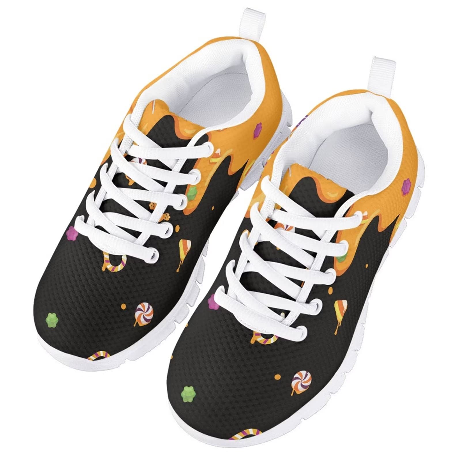 Zapatillas deportivas de gimnasio para niñas, zapatillas de correr para caminar, zapatos de malla con cordones, zapatos blancos ligeros y transpirables, candy, 32 EU