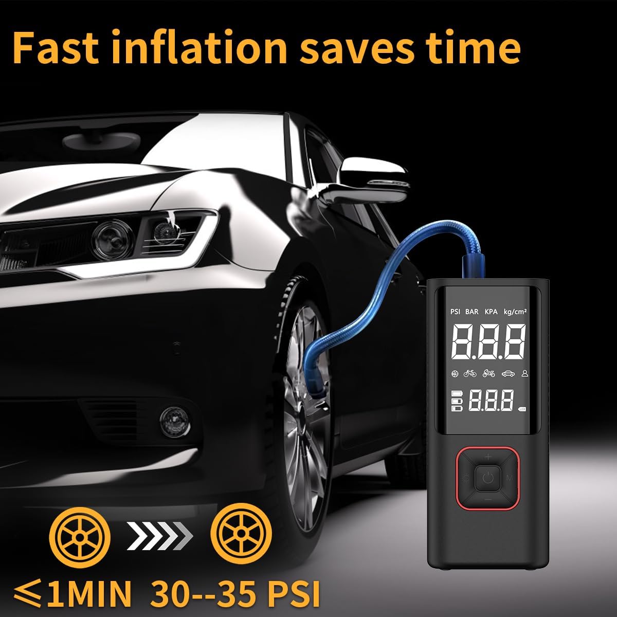 Cordless Tire Inflators-150Psi & 6000Mah, Portable Air Compressor With LCD Display & LED Light, Car Tire Air Pump, Portable Air Pump For Balls/Bike/Motorcycle/Car, Rechargeable