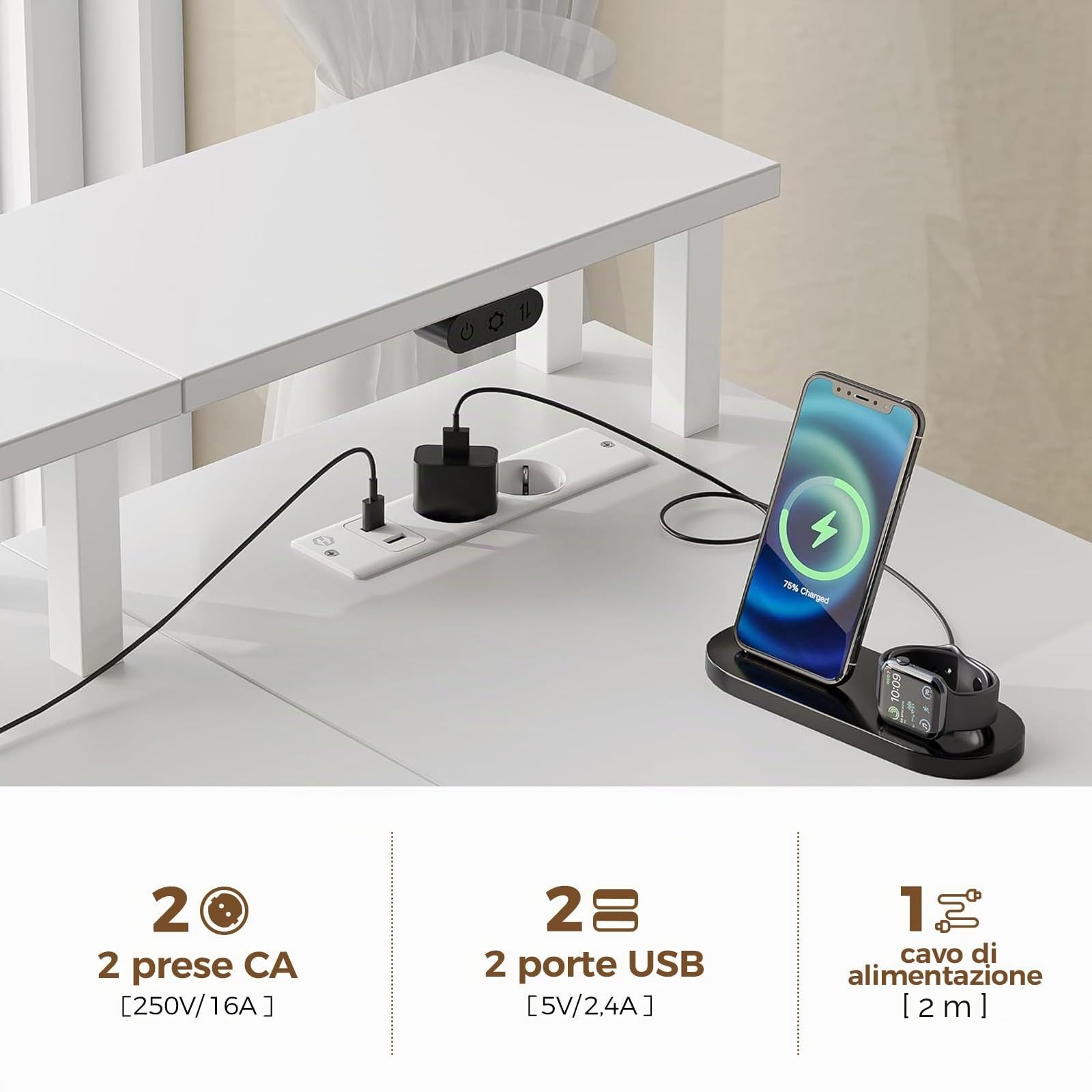 Rolanstar Scrivania Gaming Angolare, Scrivania a L Reversibile con LED e Prese e Porte USB, Supporto per Monitor, Scrivania con Cassetti da 163 cm, Tavolo Salvaspazio per Casa, Ufficio (Bianco)