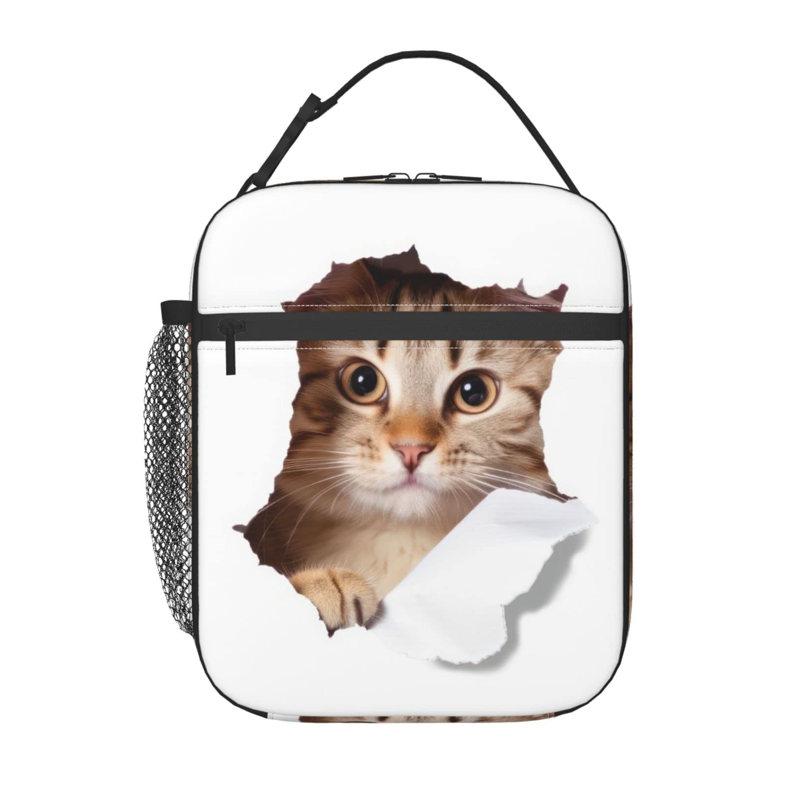 FYCFSLMY Cute Animals Cat Outdoor Insulated Lunchbox Reusable Picnic Cooler Bag For Women Men Work Travel Office