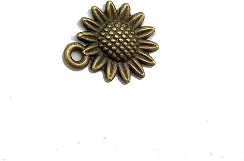 Miniatura 2 de 100 piezas de abalorios de girasol para manualidades, suministros de joyería, hallazgos de joyería, colgante de aleación para hacer joyas, collares,