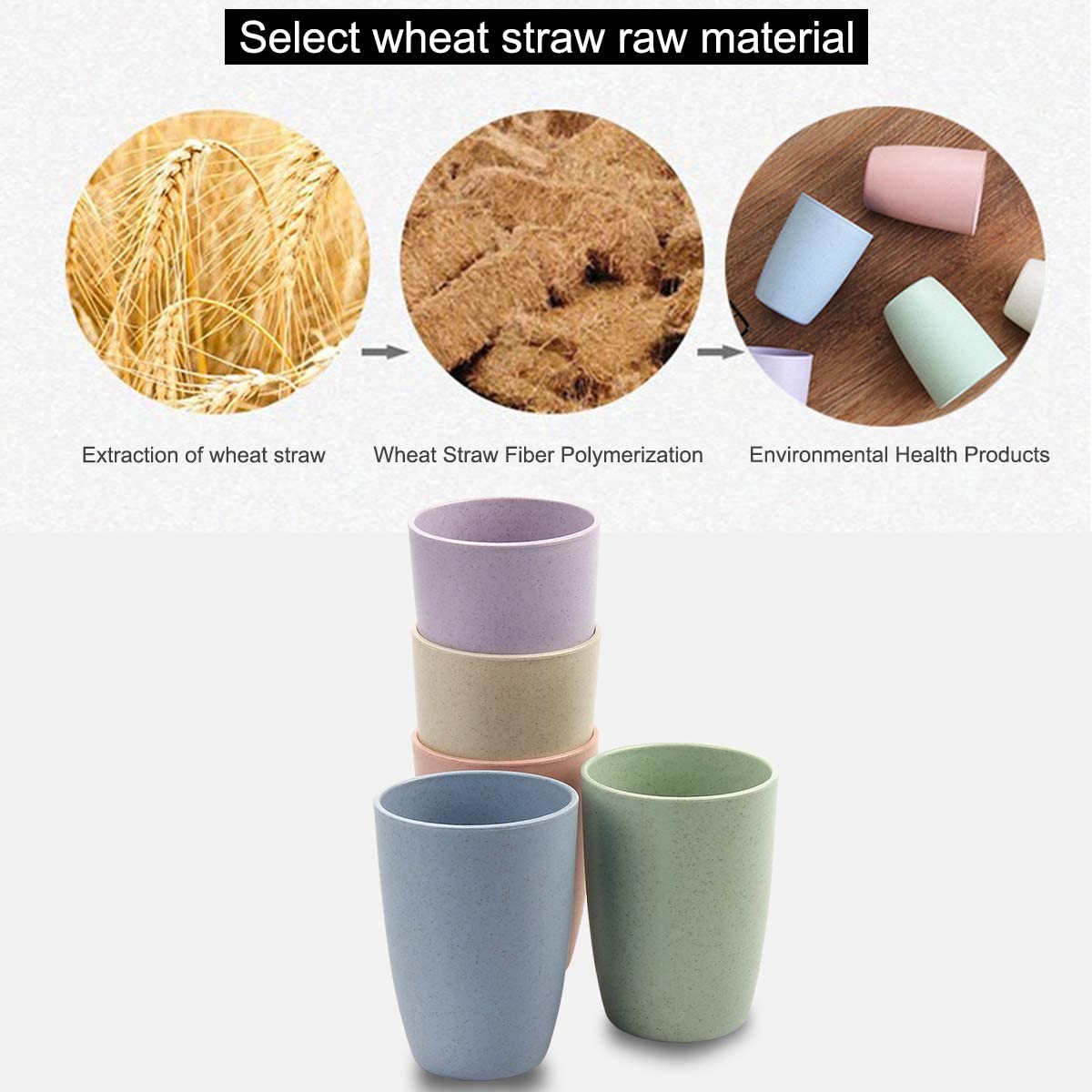 Wheat Straw Cup 4 Pcs Unbreakable And Reusable Drinking Cups 17 Oz Eco Friendly Healthy Tumbler Set For Milk Juice And Water Dishwasher Safe