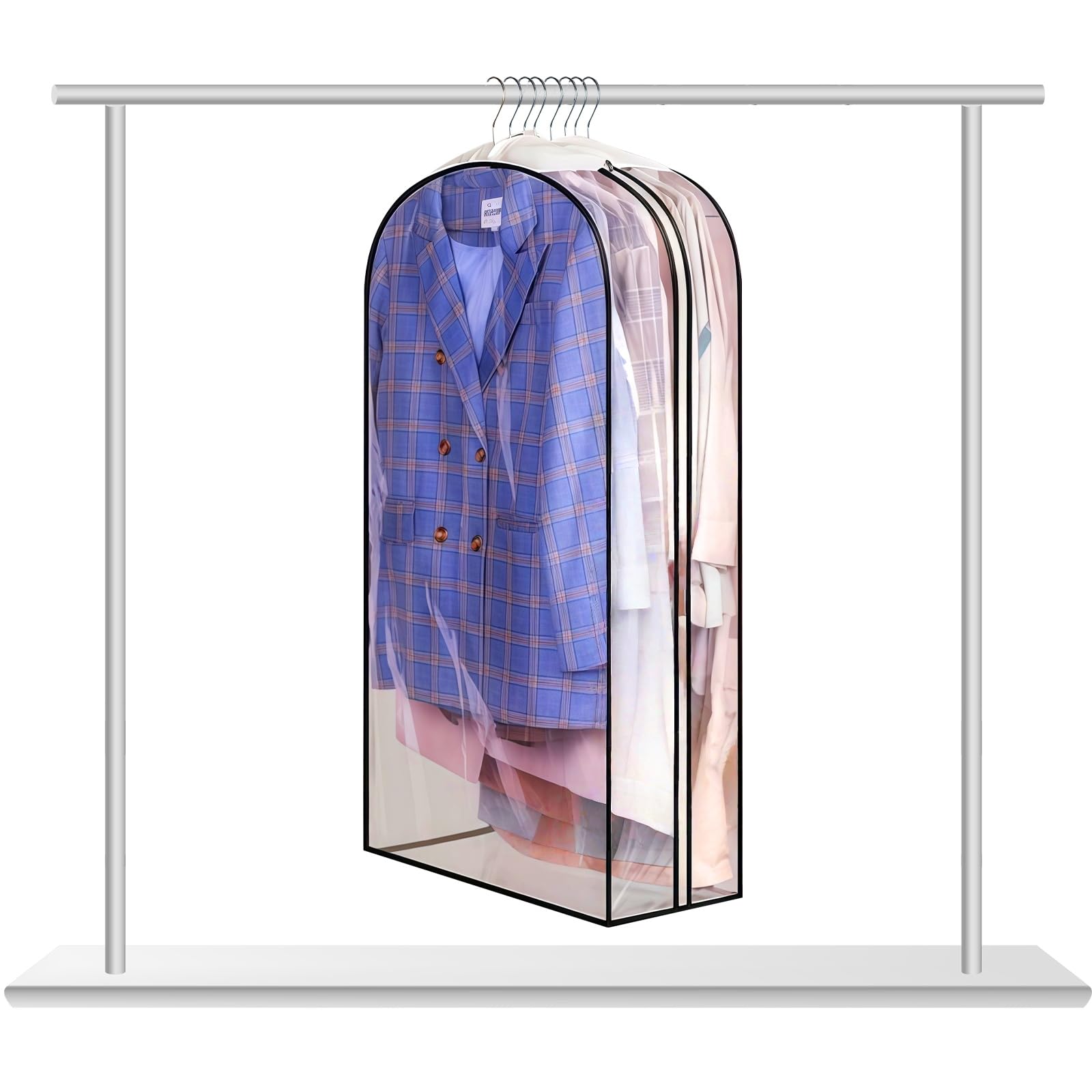 Clear Garment Bags for Hanging Clothes 10 Gusseted Garment Covers for ClosetStorage 40Long Hanging Plastic Clothes Cover for
