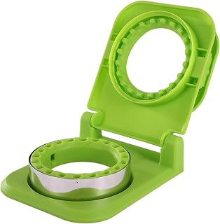 Uncrustable Sandwich Maker, Stainless Steel Crustless Cutter and Sealer, Round Shape Pocket Seal for PB&J Sandwich, Pancake, Cookie, Bento Lunch Box (Green)