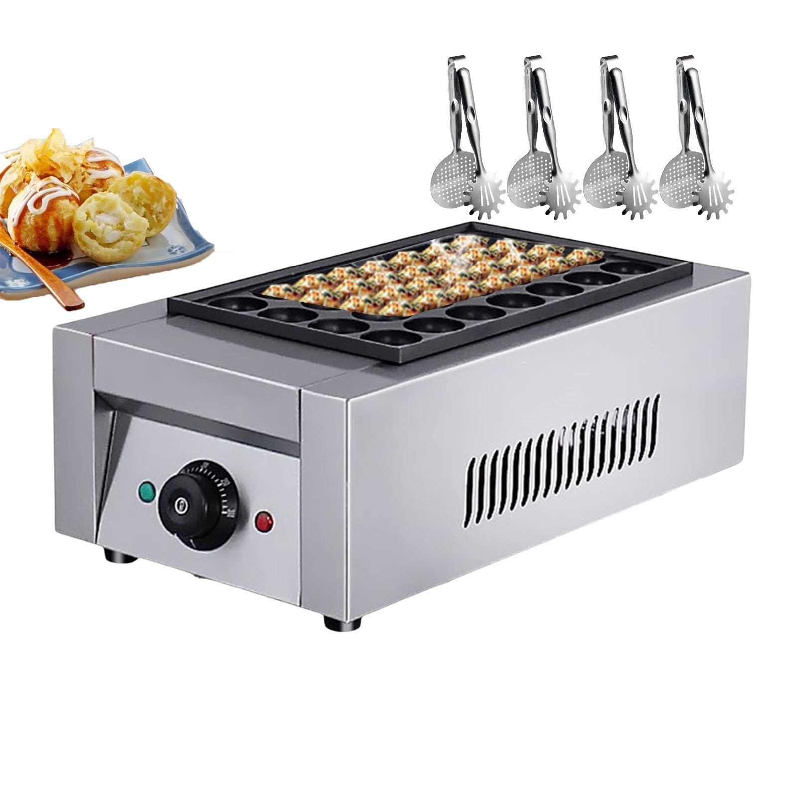 UMJIGF Takoyaki Maker, Electric Takoyaki Grill Pan 28/56 Holes, Electric Octopus Meat Fish Ball Maker 2KW/4KW, with Single/Dual Temperature Control,