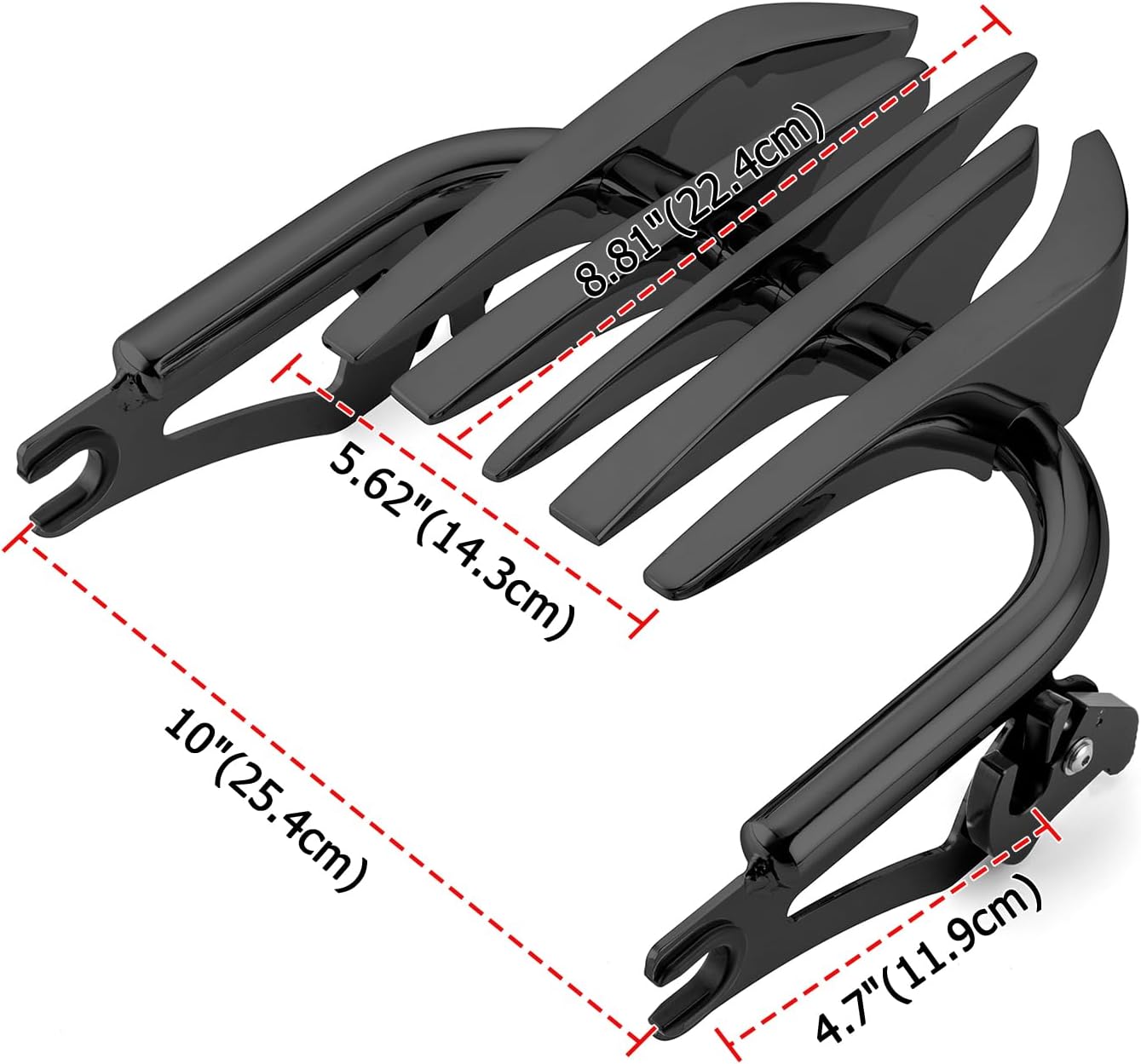 Mofun Invisible Style Two Up Luggage Rack Detachable Luggage Rack Compatible with Harley Touring Street Glide Road Electra Glide Road King 2009-2025 Gloss Black