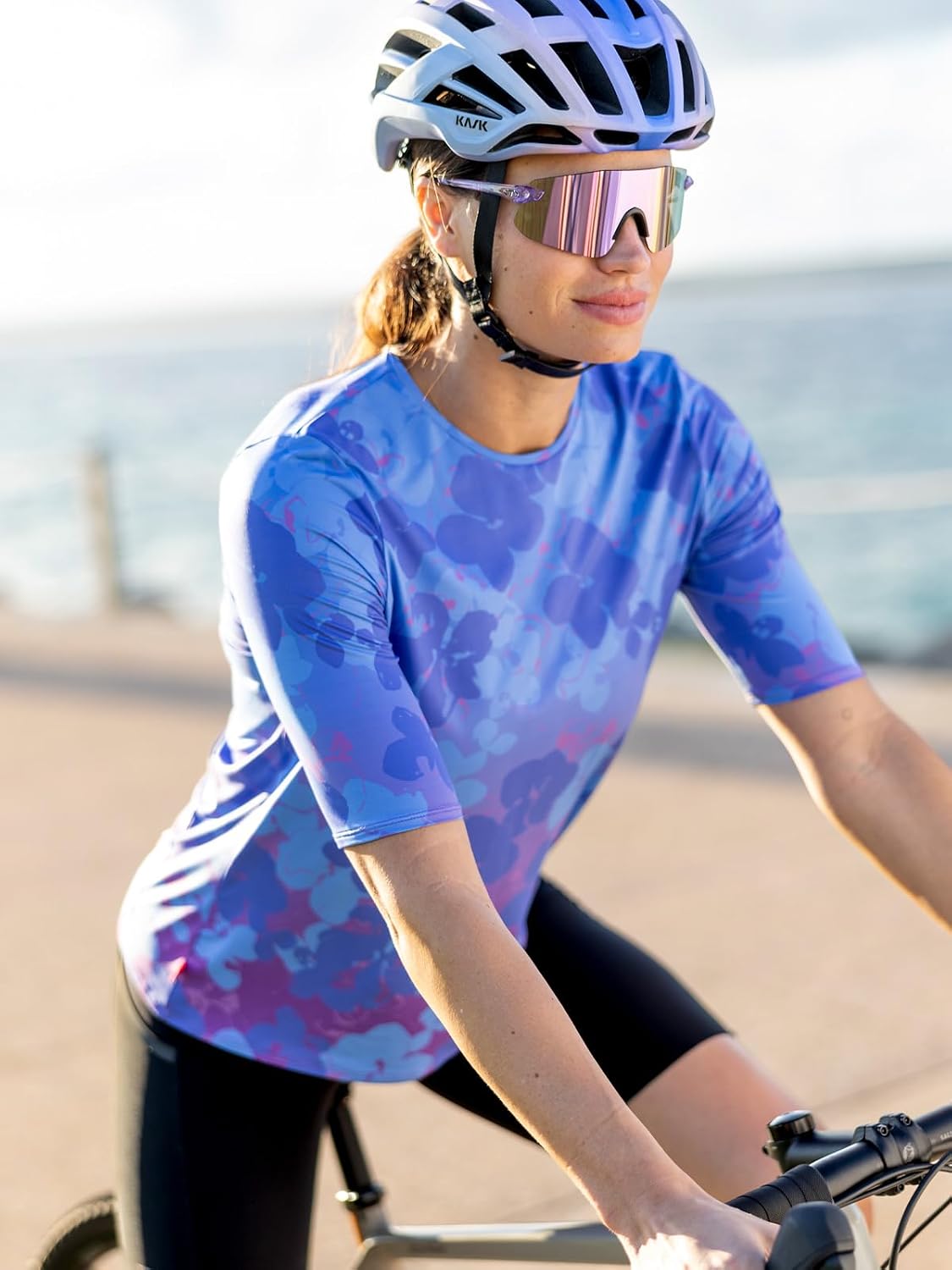Terry Cycling Jersey Womens Soleil Short Sleeve Flow Summer Tops for Women UPF 50+ Cycling Shirt, Relaxed Fit