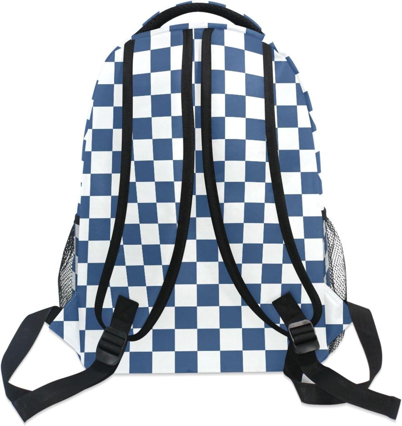 Blue White Checkered Plaid Backpack 3rd 4th 5th Grade School Bookbags Travel Laptop Daypack Bag Purse for Boys Girls Teens