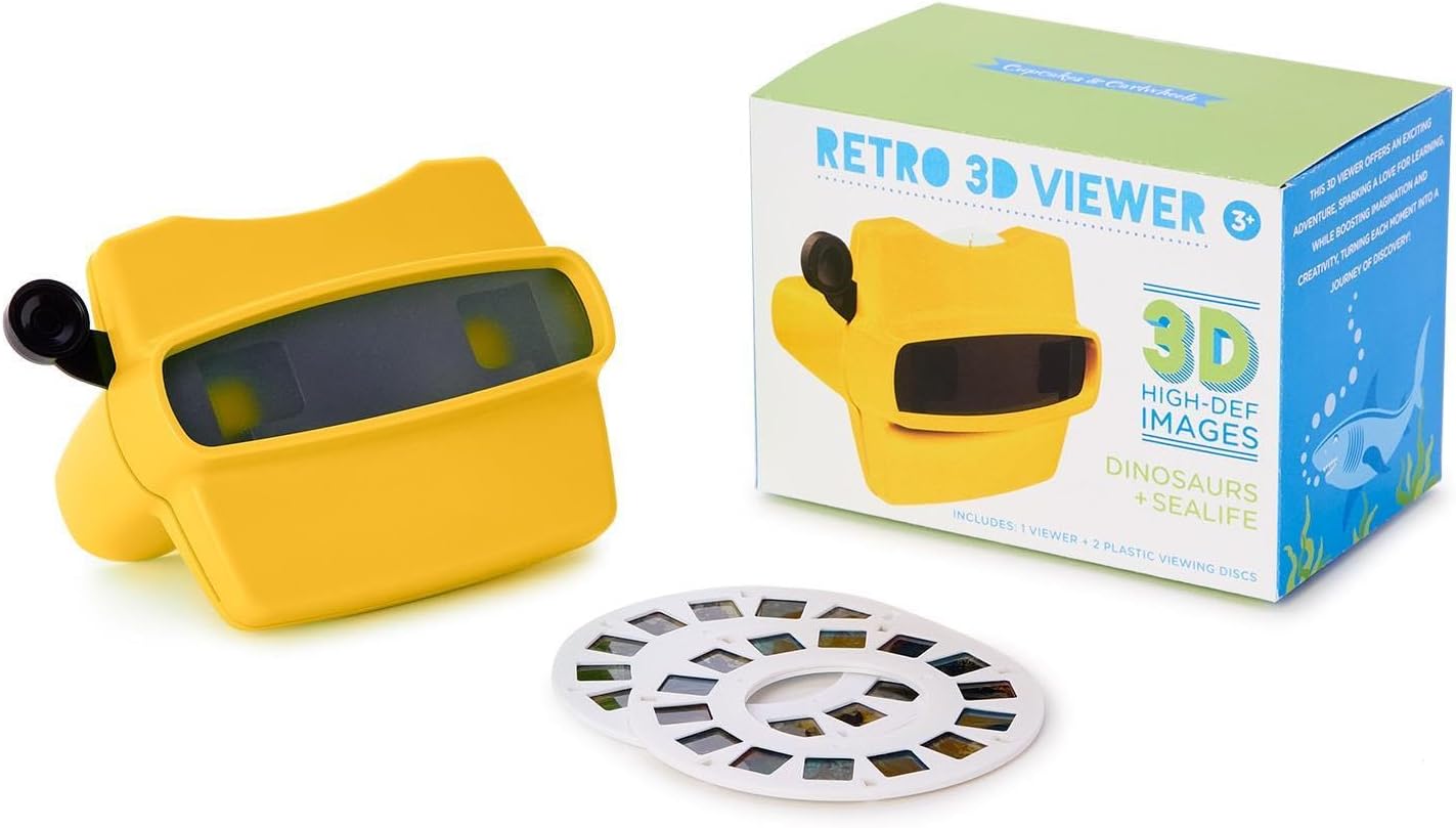 Two's Company Retro Viewer with 2 Film Reels, 5.25-Inch, Plastic, Yellow