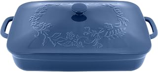 13x9 Inch Ceramic Rectangular Baking Dish with Lid - Oven, Microwave, Freezer & Dishwasher Safe Rectangular Casserole Pan for Cooking, Baking, Lasagna, Meal Prep & Serving