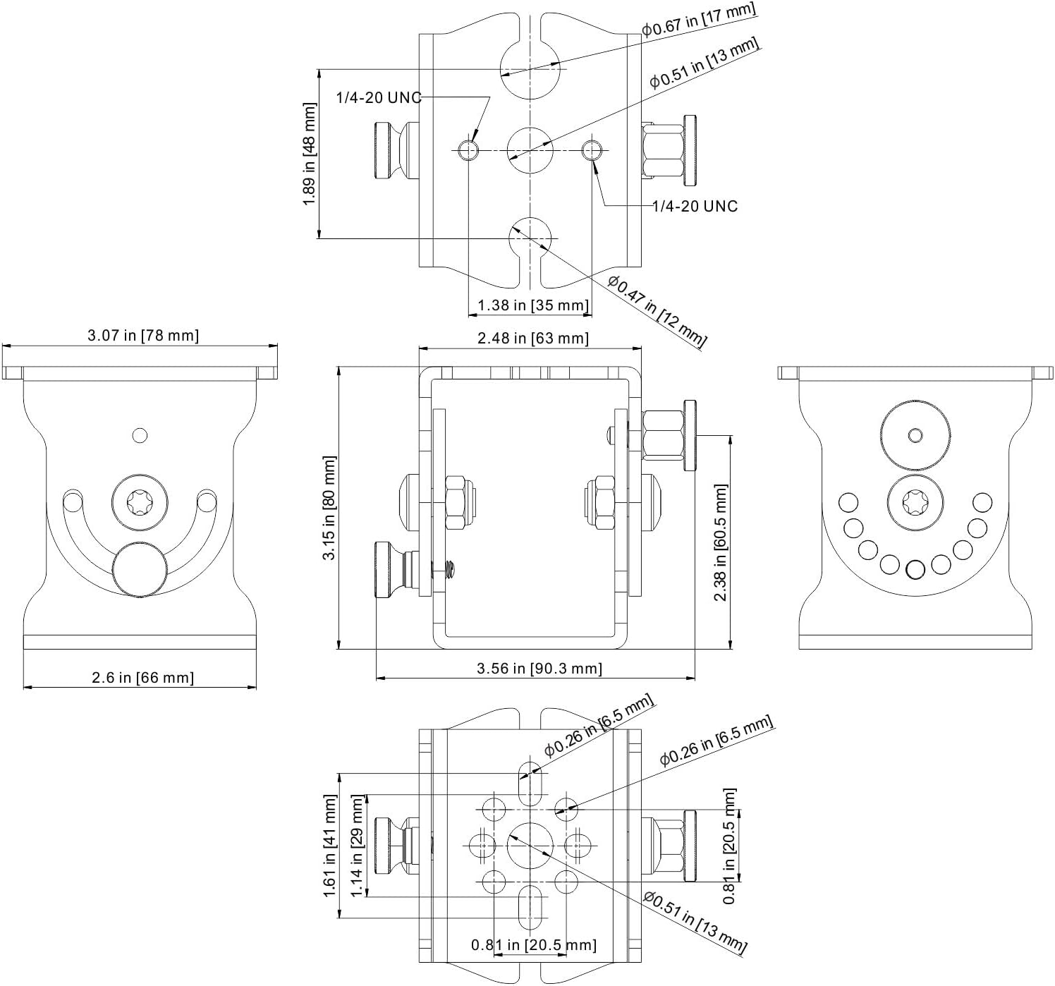 Stainless Steel Folding Antenna Mount Bracket LED Fog Light Mounting Fits Crossbars and Platforms, Folding Aerial Bracket for Flags CB Radio Antenna & More