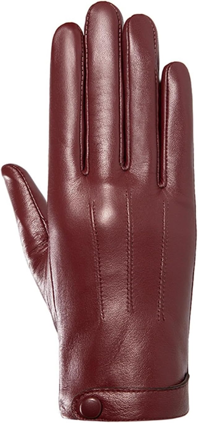 手袋 レディース 防寒 女性の冬用パッド入り厚みのある寒くて暖かい運転用ライディンググローブ 通勤 通学 手袋(Wine Red,L
