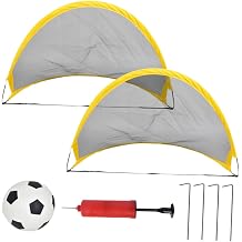 2 Pcs Outdoor Soccer Goal Set Mini Football Nets with Small Ball Inflator Iron Nails for Training and Backyard Game