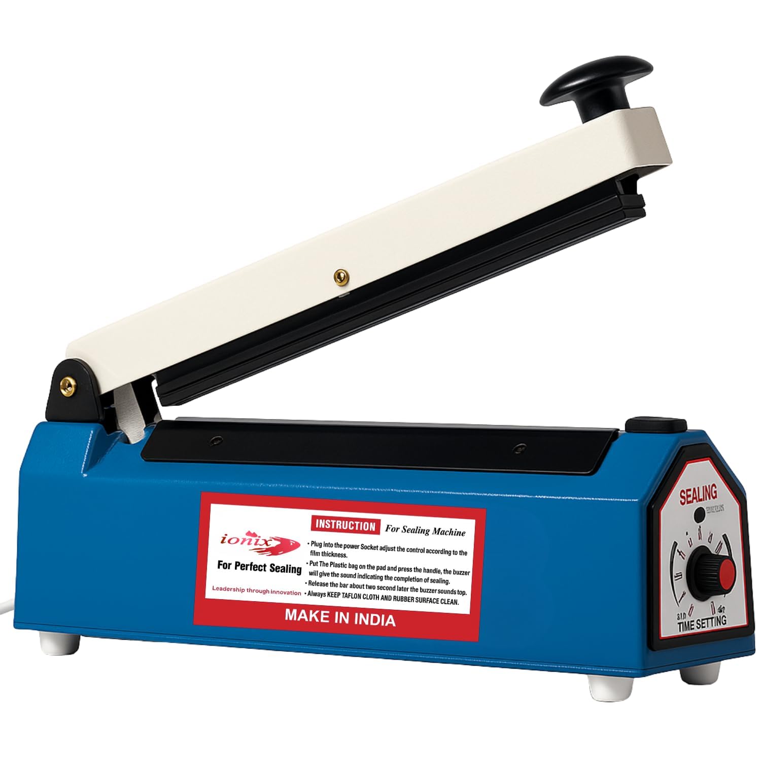 IONIX Sealing Machine for Food Packets | 1 Year Warranty, 12 Inch | Packet Sealer Machine, Packing Machine Sealing, Plastic Sealing Machine, Heavy metal Body From Full Customer Support (Blue - 300mm)