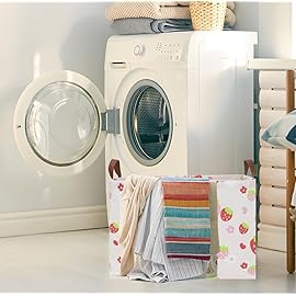 HKEC Rectangle Storage Basket with Handles,Collapsible Storage Bin,Books Box,Gift Basket(Strawberry)