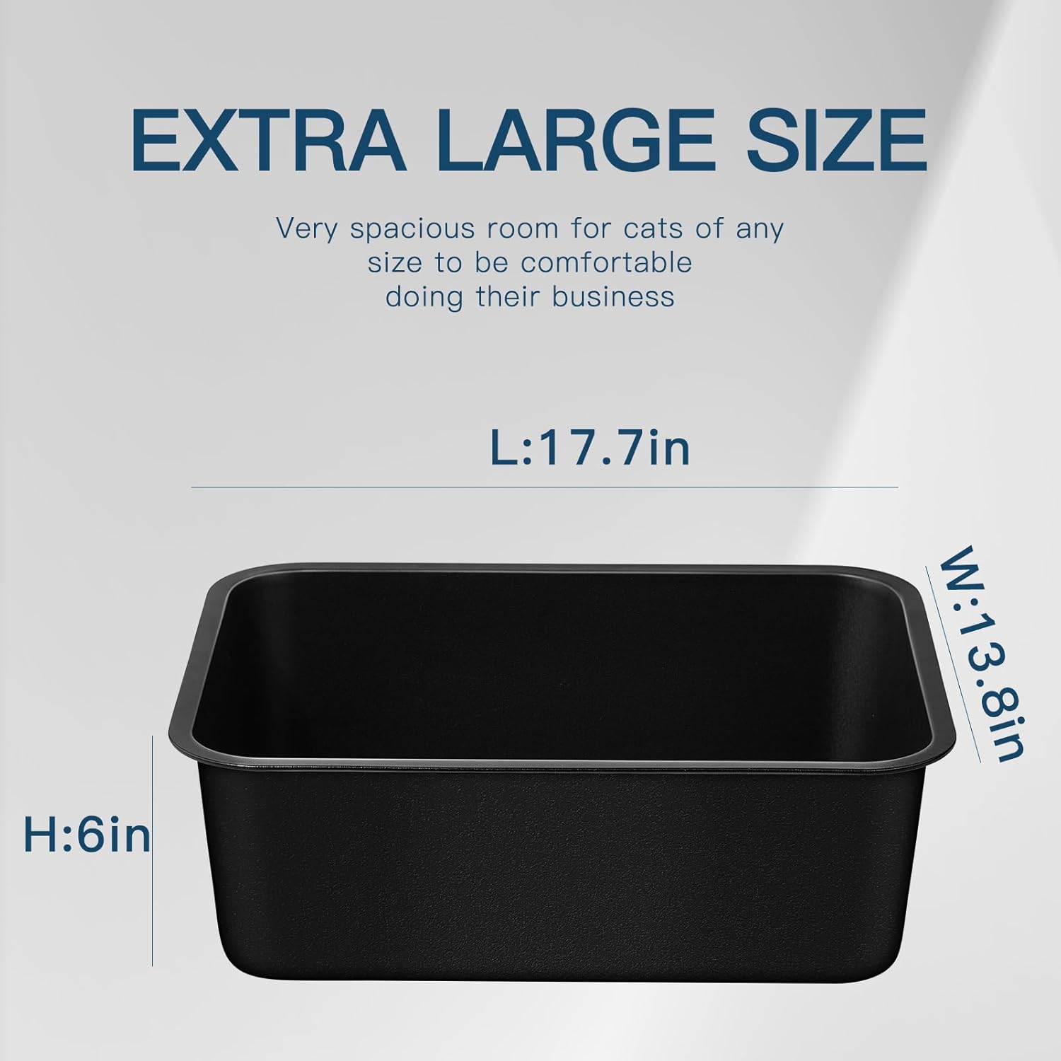 Steel Litter Box - High Sided Metal Cat Litter Box Pan,Non-Peeling Black Paint Coating Inside & Outside, Easy to Clean Non Stick Cat Litterbox Tray Toilet Pet Supplies for Indoor Kitty, Puppy, Kitten