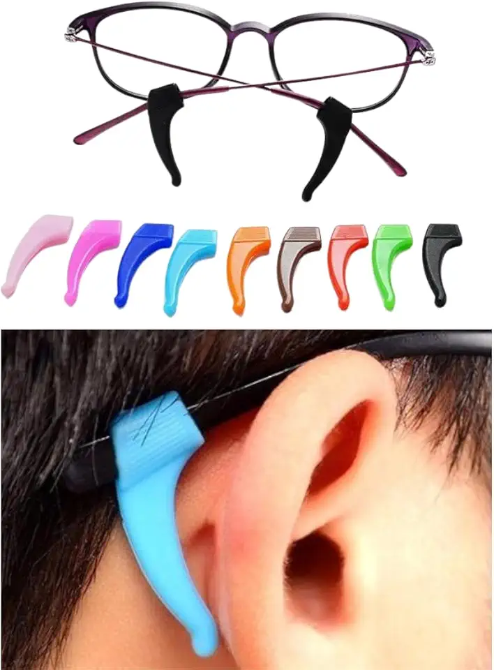 Kit com 5 Pares de Prendedor de óculos gancho antiderrapante Suporte de óculos antideslizante trava gancho de orelha de silicone