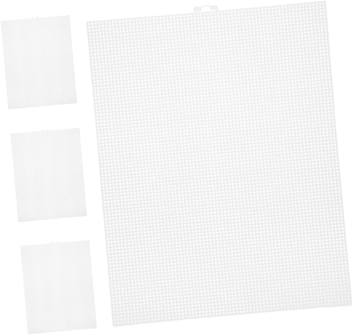 NUOBESTY 4pcs Plastic Mesh Canvas Versatile Blank Grid for Embroidery Knit Crochet Yarn Crafting for DIY Projects Home Decor