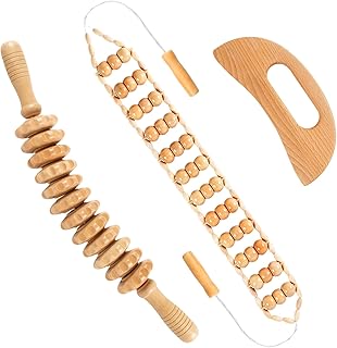 3 in 1 Wood Therapy Massage Tools Maderoterapia Kit Lymphatic Drainage Massager Gua Sha Wooden Massage Tool Body Sculpting Tools for Body Contouring and Shaping, Muscle Pain Relief, Anti-Cellulite