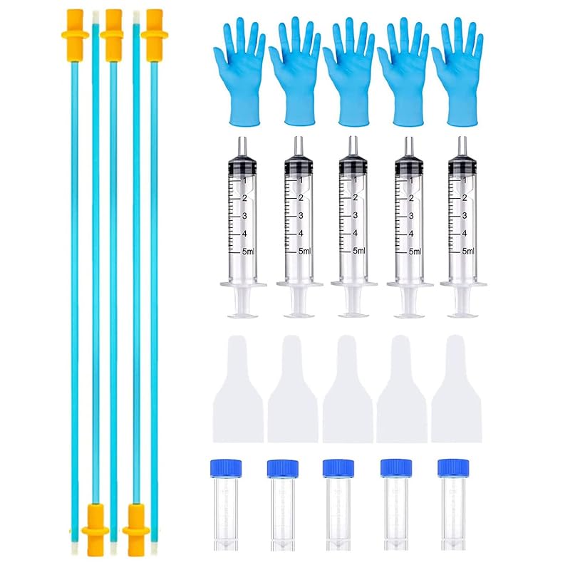Kit de inseminação artificial para cães GISUREM com cateteres, tubos, bolsas, seringas e luvas, 5 conjuntos de 20 cm