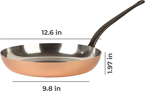 Miniatura 7 de Cuisine Romefort Sartén de cobre estañado con mango de hierro fundido  Sartén tradicional de cobre macizo con revestimiento de estaño  Sartén