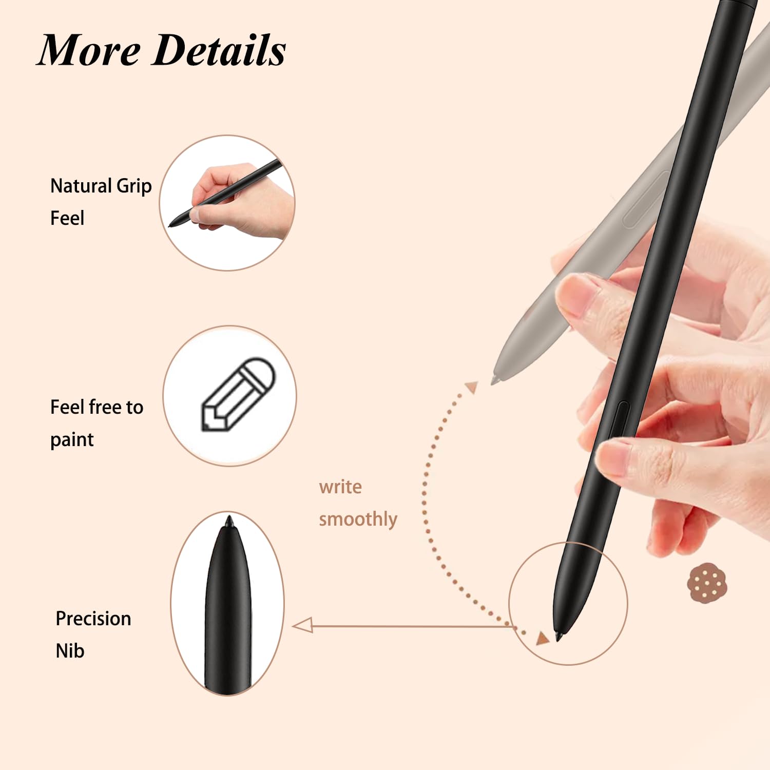 Stylet de rechange pour Galaxy Tab S10 S (sans Bluetooth) pour Samsung Galaxy Tab S10/Tab S10+/Tab S10 Plus/Tab S10 Ultra/Tab S10 Lite Stylet avec pointe gratuite, noir