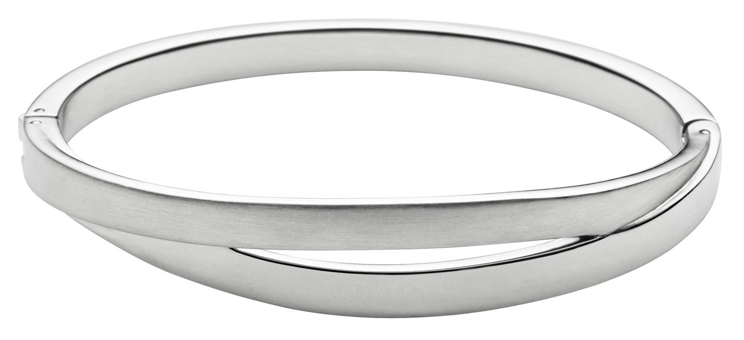 Skagen Women's Stainless Steel and Semi precious with Cuff Bangle bracelet, Dark Silver
