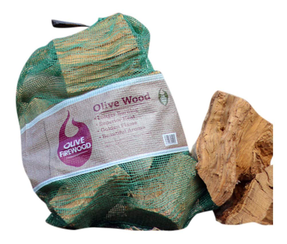 Green Olive Firewood Olive Hardwood Logs - Seasoned Logs For Wood Burner, BBQ, Stove. Aromatic Pizza Oven Wood. Use with Lumpwood Charcoal to Smoke Meat/Fish - Hardwood for Pizza Ovens - 10kg Net